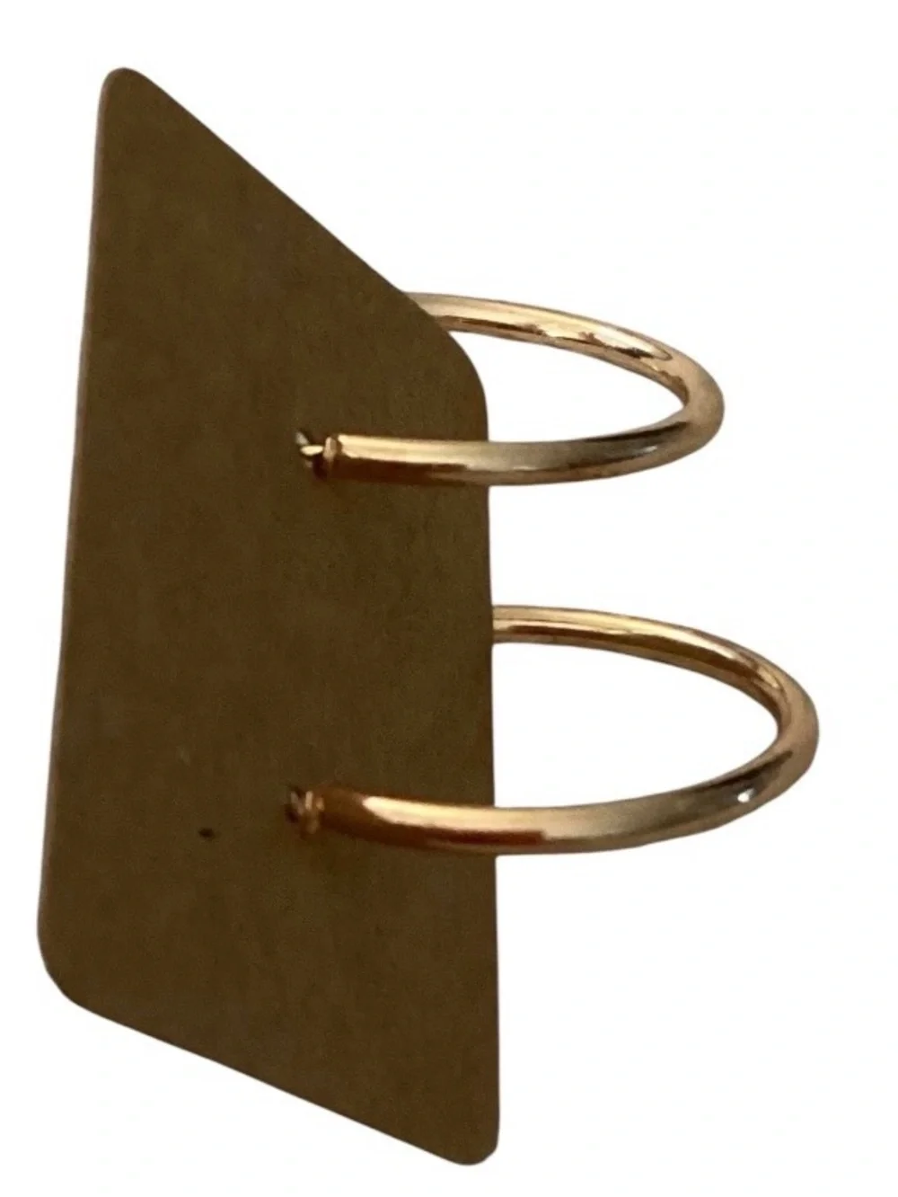 Solid Gold Tone Open Hoop Stud Earrings (NWT)